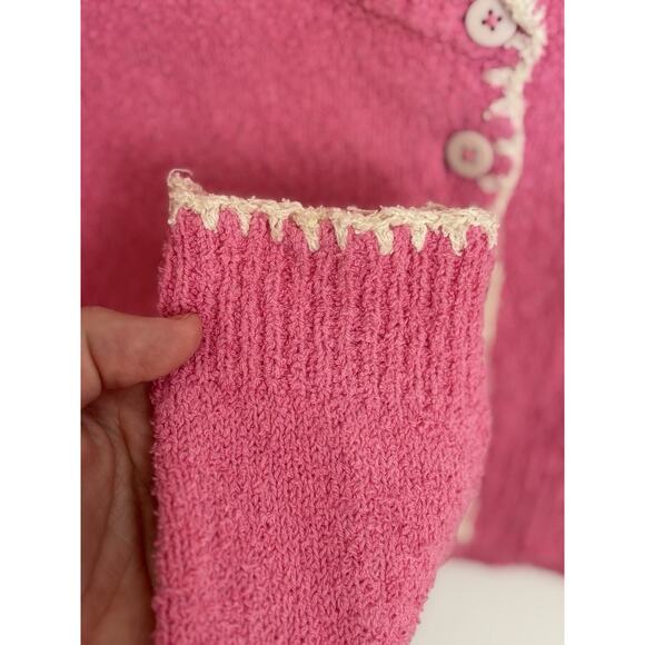Zara Pink Knit Cropped Button Front Cardigan Size Small Coquette Fairy Cottage - Picture 6 of 7
